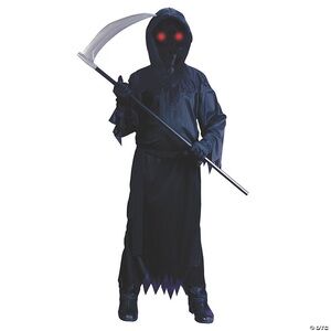 Fade In & Out Phantom Grim Reaper Costume- Wireless Battery Light Up Glasses - S